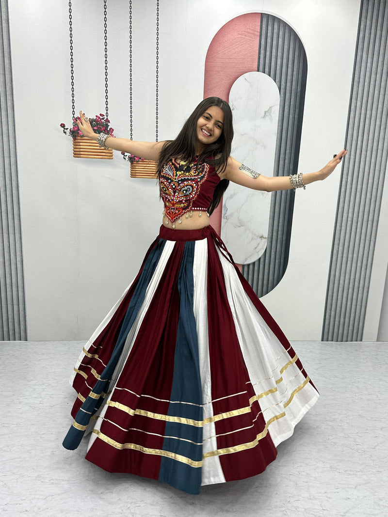 Multi Color Navratri Cotton Lehenga with Designer Blouse