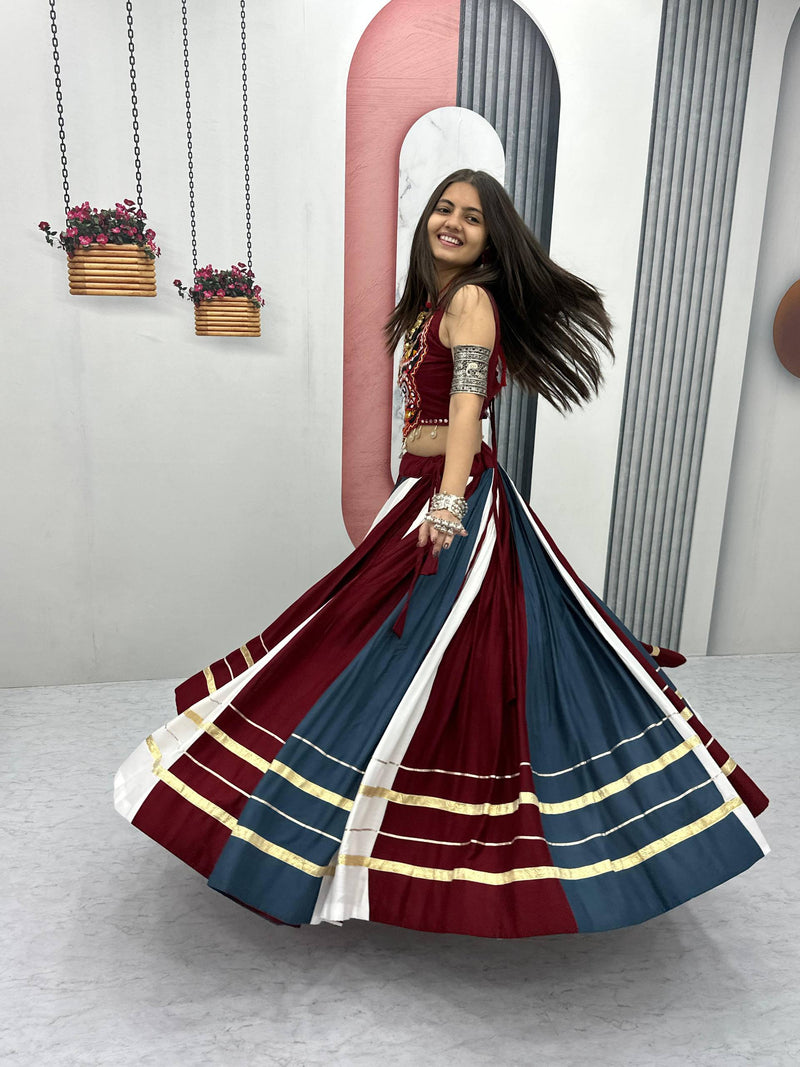 Multi Color Navratri Cotton Lehenga with Designer Blouse