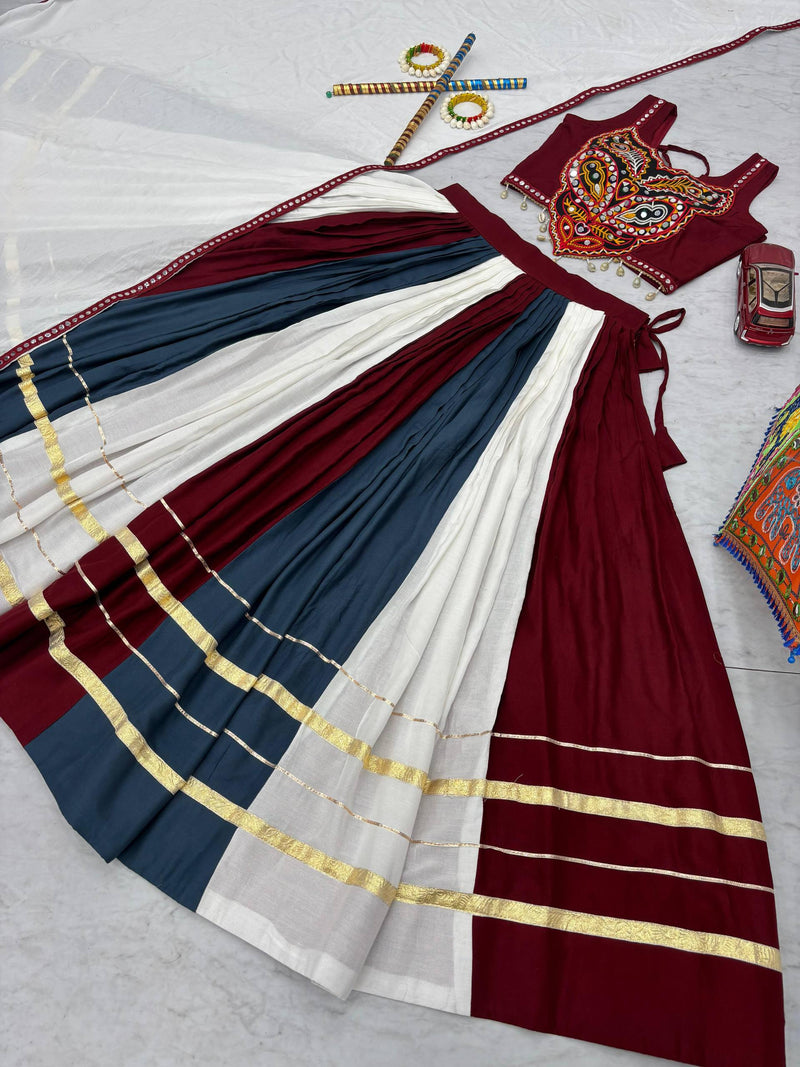 Multi Color Navratri Cotton Lehenga with Designer Blouse