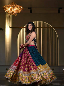 Multi Color Navratri Designer Mirror Work Printed Lehenga Choli