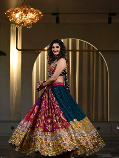 Multi Color Navratri Designer Mirror Work Printed Lehenga Choli