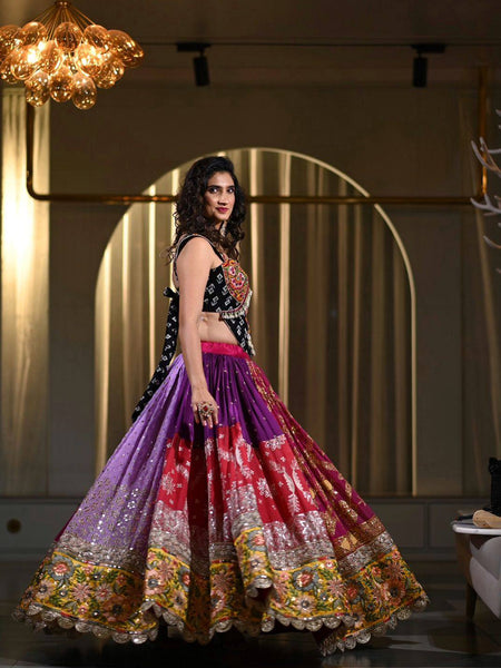 Multi Color Navratri Designer Mirror Work Printed Lehenga Choli
