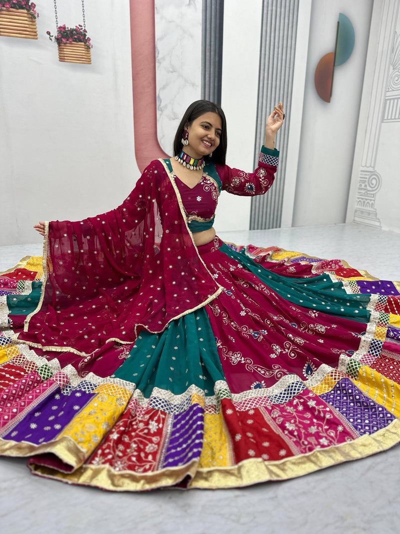 Multi Color Embroidered Designer Navratri Georgette Lehenga Choli