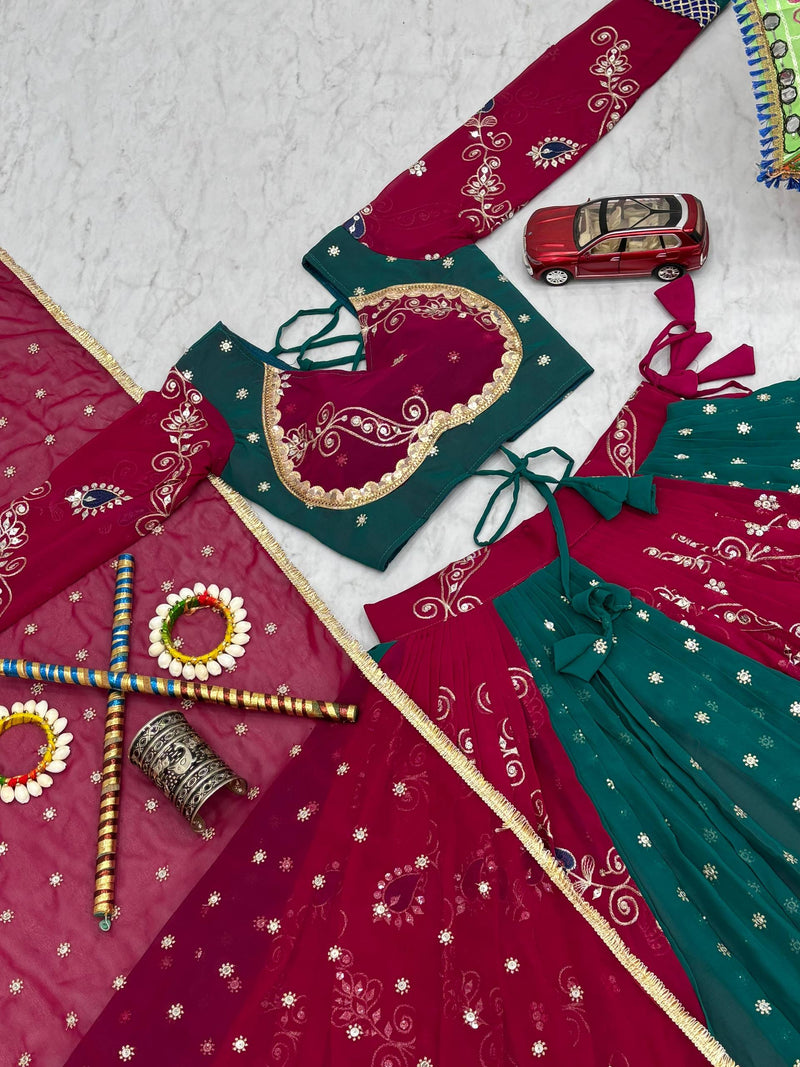 Multi Color Embroidered Designer Navratri Georgette Lehenga Choli