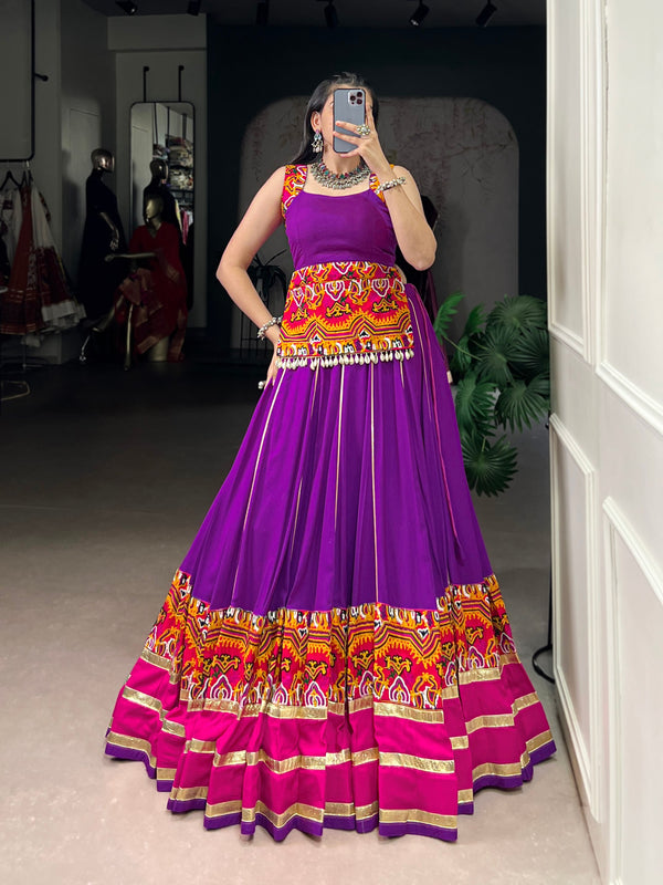 Purple Color Navratri Style Designer Lehenga With Beautiful Top