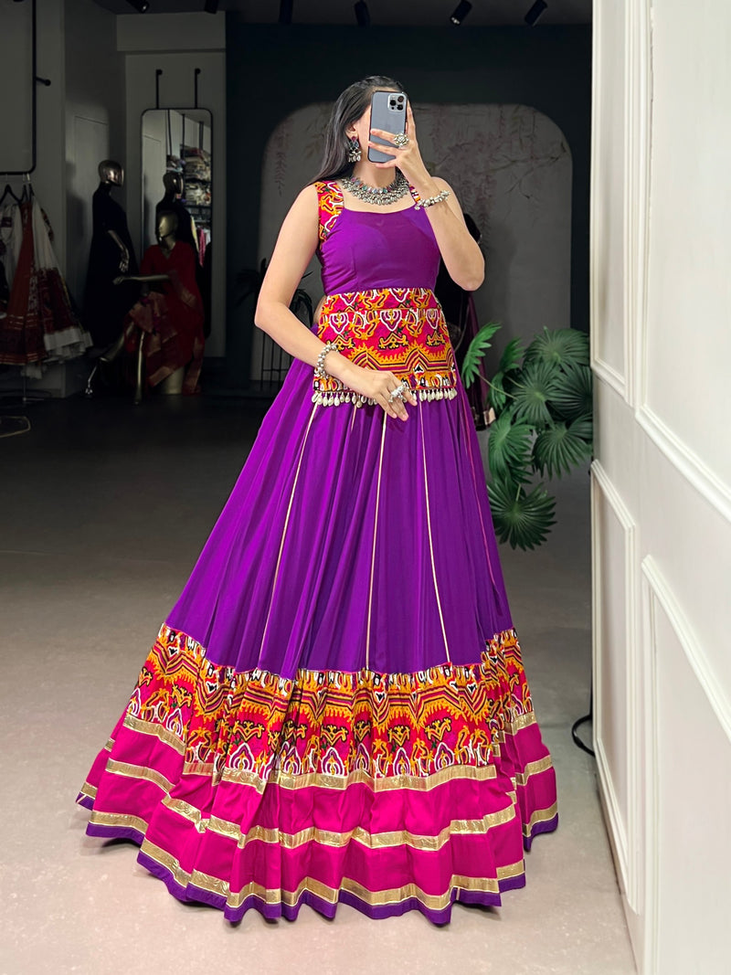 Purple Color Navratri Style Designer Lehenga With Beautiful Top