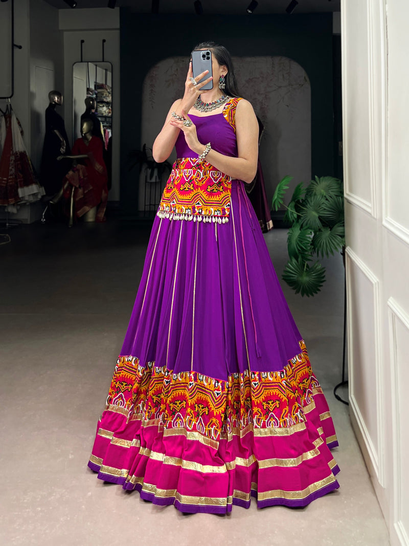 Purple Color Navratri Style Designer Lehenga With Beautiful Top