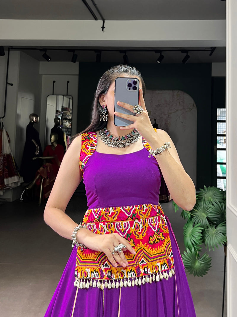 Purple Color Navratri Style Designer Lehenga With Beautiful Top