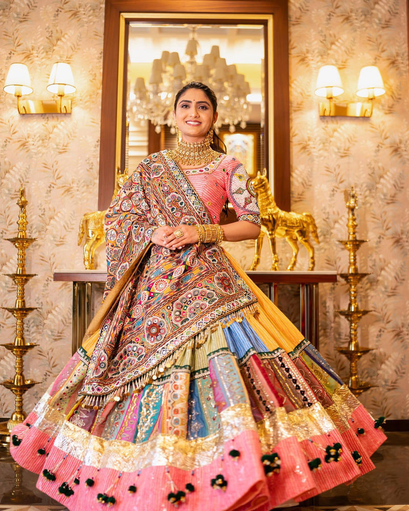 Geeta Rabari Wear Navratri Hit Printed Mirror Work Lehenga