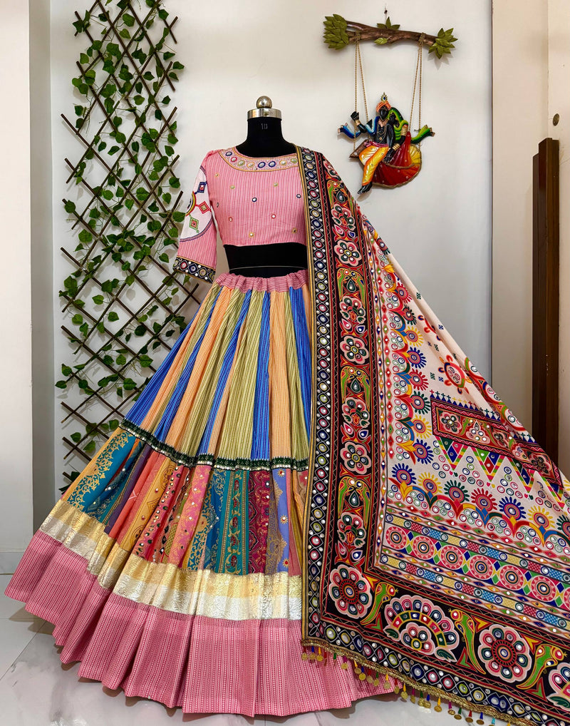 Geeta Rabari Wear Navratri Hit Printed Mirror Work Lehenga