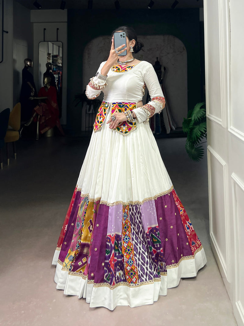 White Color Navratri Style Designer Lehenga With Beautiful Top