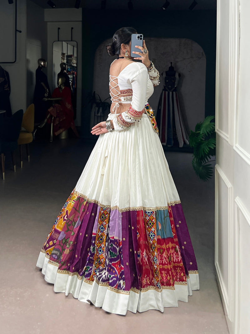 White Color Navratri Style Designer Lehenga With Beautiful Top