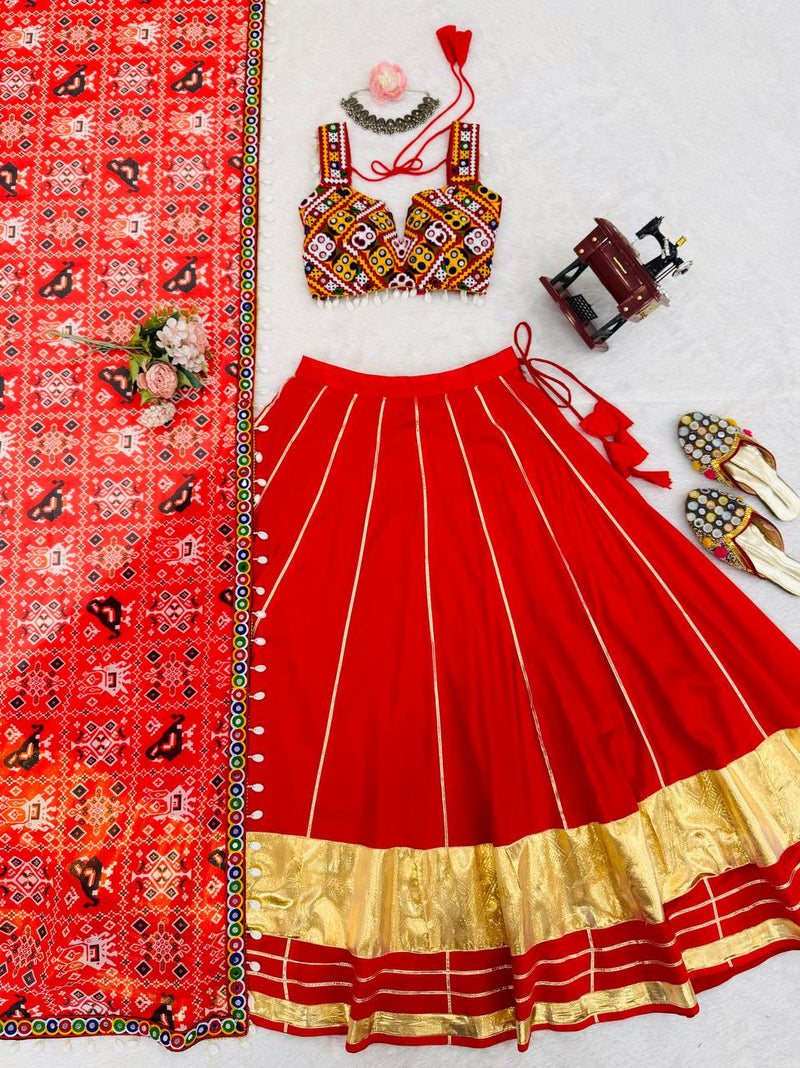 Red Color Navratri Style Ready to Wear Lehenga Choli