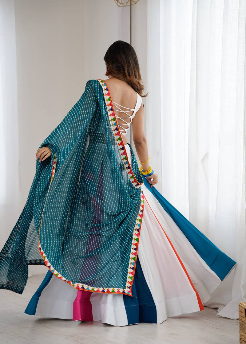 White Color Ready to Wear Navratri Lehenga with Designer Blouse