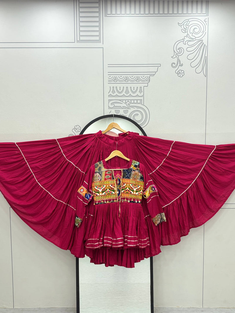 Pink Color Navratri Rady to Wear Cotton Lehenga with Blouse and Koti