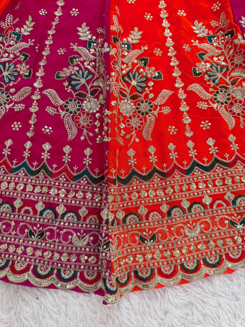 Pink-Orange Color Trendy Sequence Embroidered Work Lehenga Choli