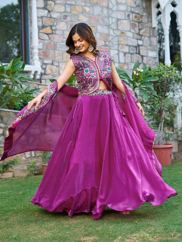 Pink Color Party Wear Sequence Embroidery Work Lehenga Choli
