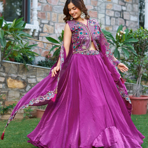 Pink Color Party Wear Sequence Embroidery Work Lehenga Choli