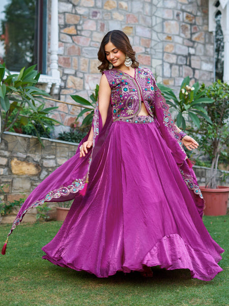 Pink Color Party Wear Sequence Embroidery Work Lehenga Choli