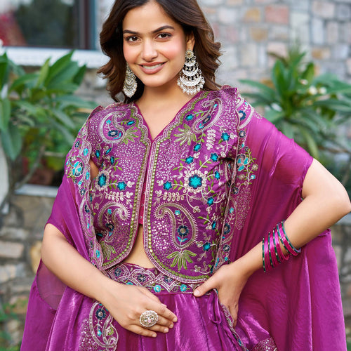 Pink Color Party Wear Sequence Embroidery Work Lehenga Choli