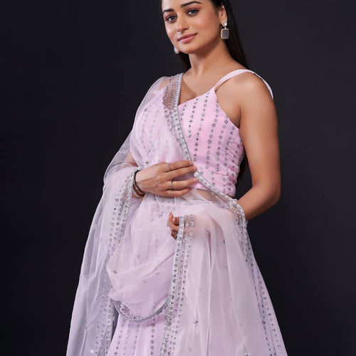 Pink Color Heavy Zari With Sequence Work  Designer Lehenga Choli