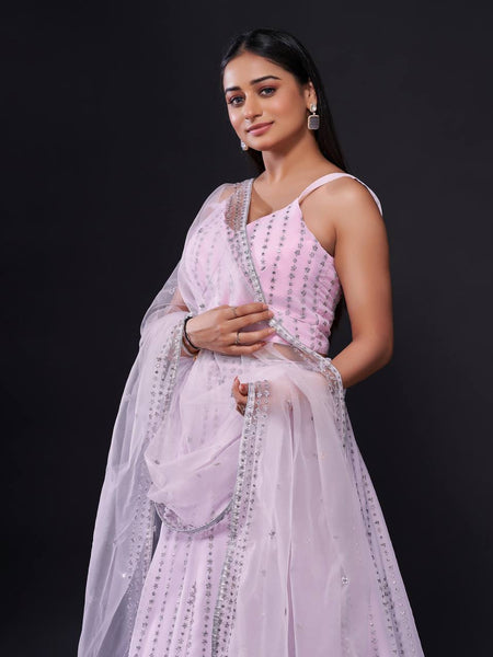 Pink Color Heavy Zari With Sequence Work  Designer Lehenga Choli