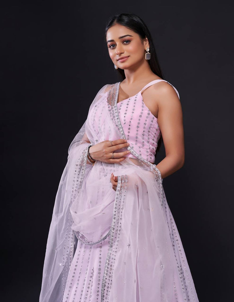 Pink Color Heavy Zari With Sequence Work  Designer Lehenga Choli