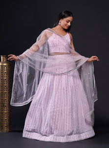 Pink Color Heavy Zari With Sequence Work  Designer Lehenga Choli