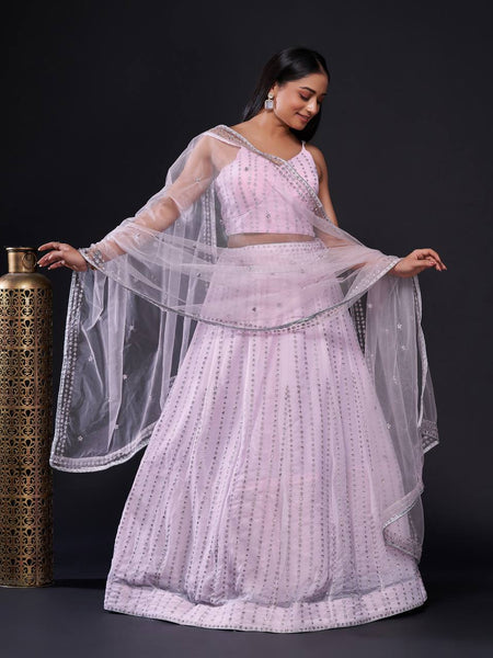 Pink Color Heavy Zari With Sequence Work  Designer Lehenga Choli