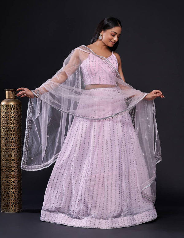 Pink Color Heavy Zari With Sequence Work  Designer Lehenga Choli