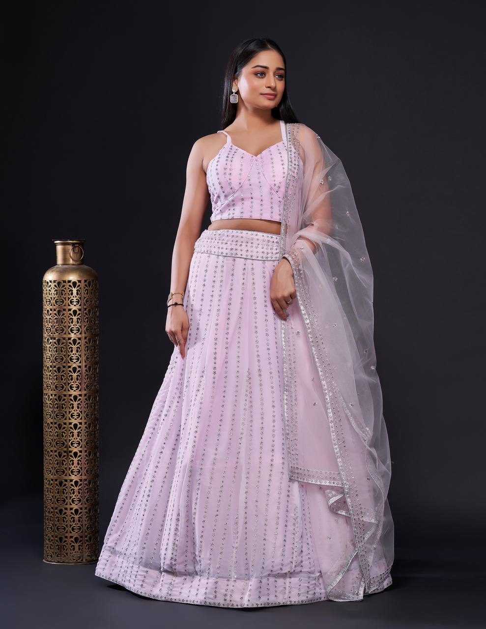 Pink Color Heavy Zari With Sequence Work  Designer Lehenga Choli