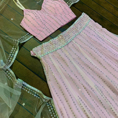 Pink Color Heavy Zari With Sequence Work  Designer Lehenga Choli