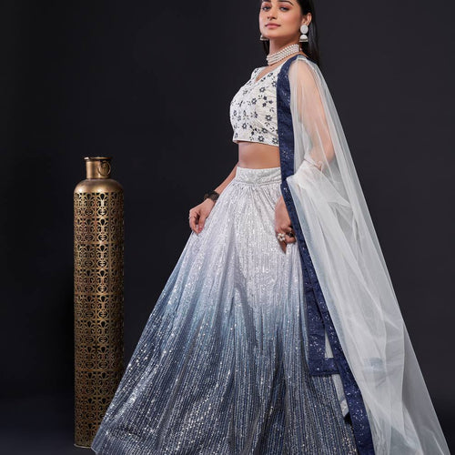 Gray Color Heavy Sequins Work  Designer Lehenga Choli