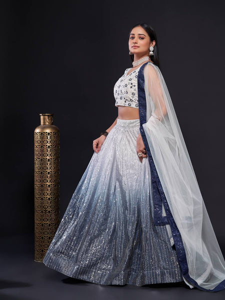 Gray Color Heavy Sequins Work  Designer Lehenga Choli