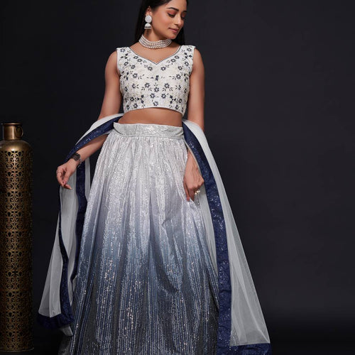 Gray Color Heavy Sequins Work  Designer Lehenga Choli