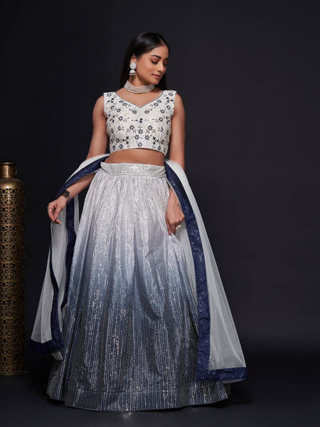 Gray Color Heavy Sequins Work  Designer Lehenga Choli