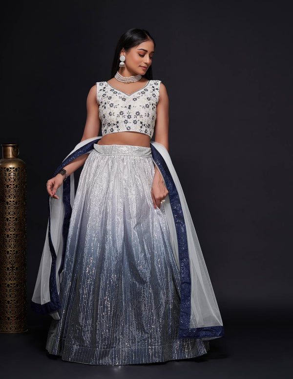 Gray Color Heavy Sequins Work  Designer Lehenga Choli