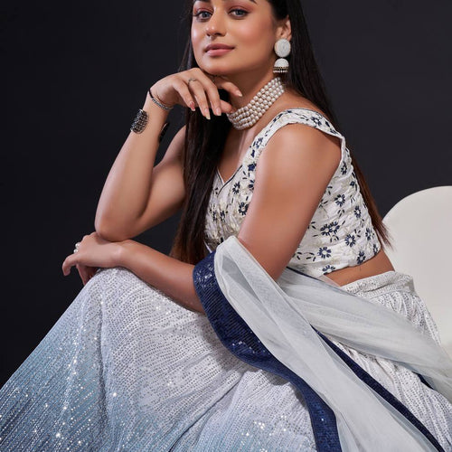 Gray Color Heavy Sequins Work  Designer Lehenga Choli