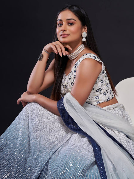 Gray Color Heavy Sequins Work  Designer Lehenga Choli