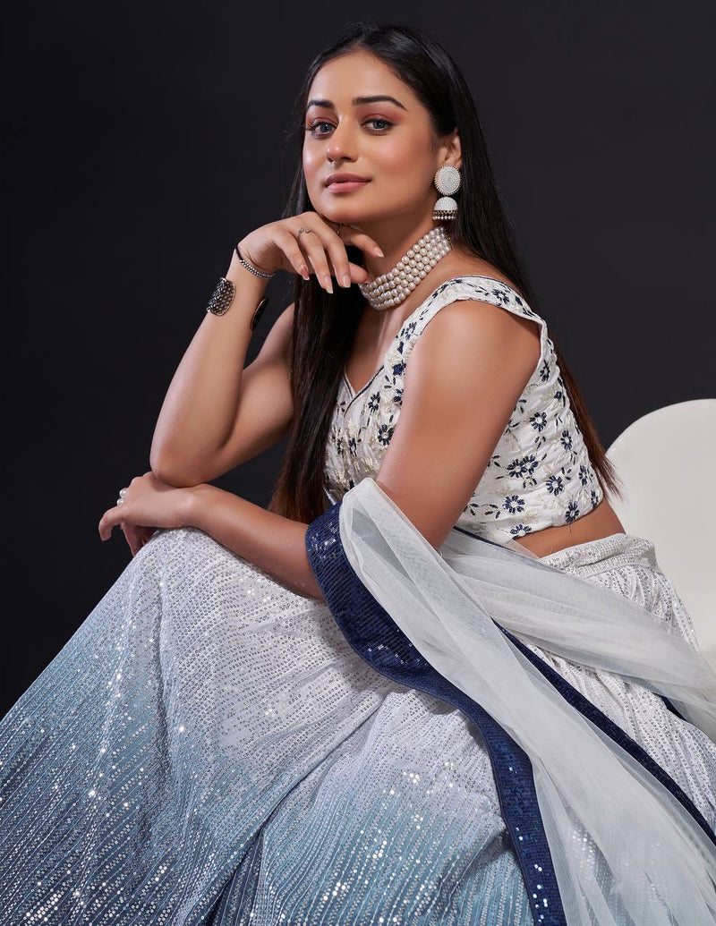 Gray Color Heavy Sequins Work  Designer Lehenga Choli