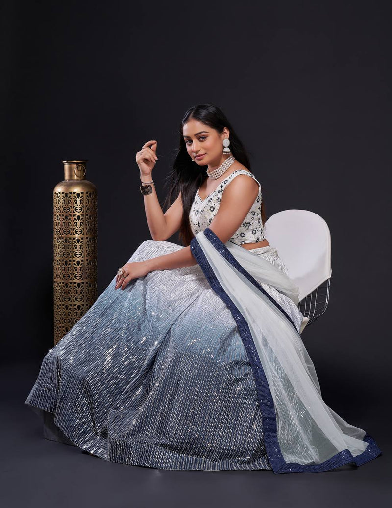 Gray Color Heavy Sequins Work  Designer Lehenga Choli