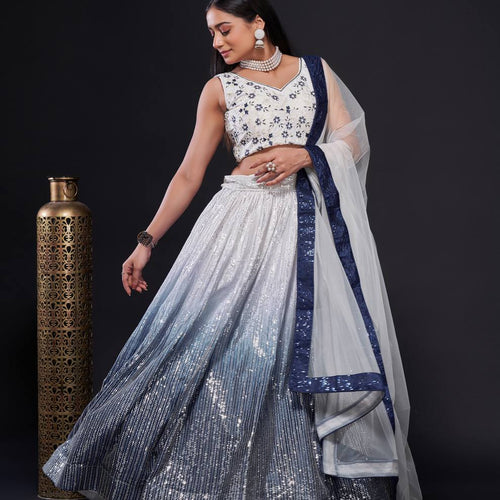Gray Color Heavy Sequins Work  Designer Lehenga Choli