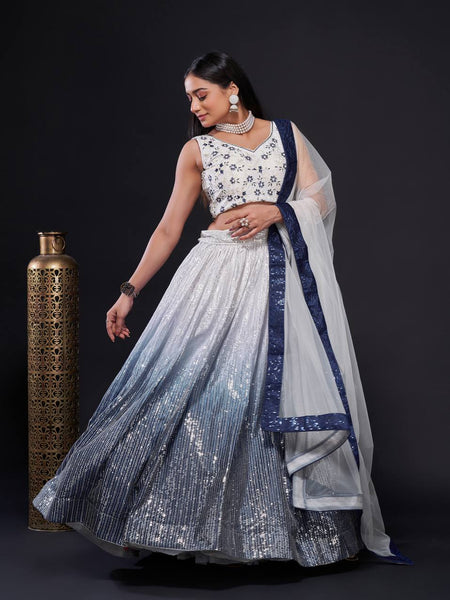Gray Color Heavy Sequins Work  Designer Lehenga Choli