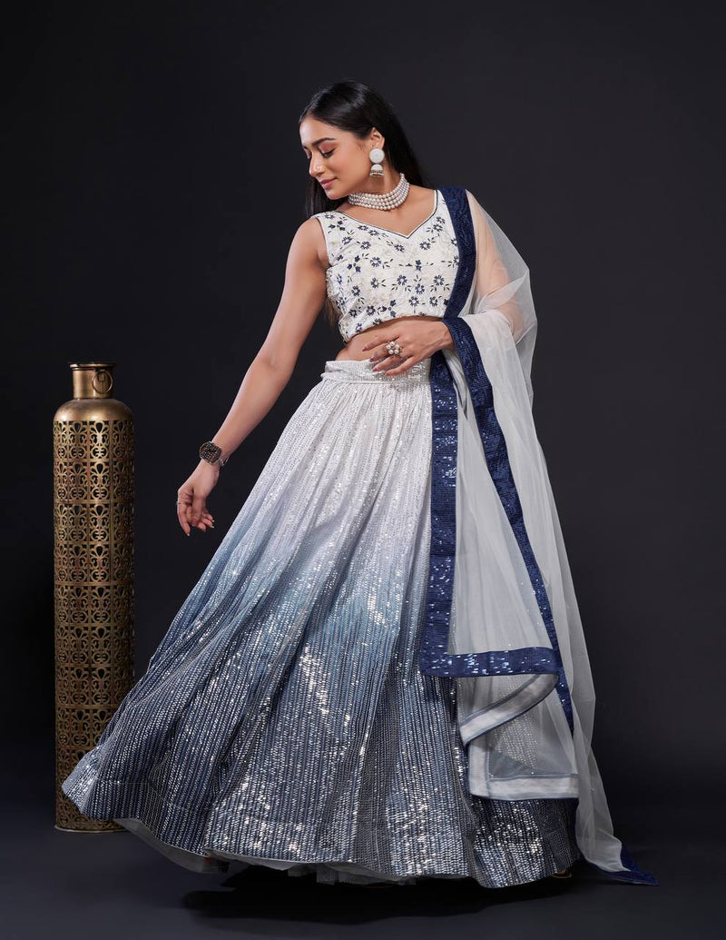Gray Color Heavy Sequins Work  Designer Lehenga Choli