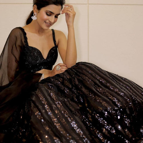 Black Color Trending Sequence Work  Designer Lehenga Choli
