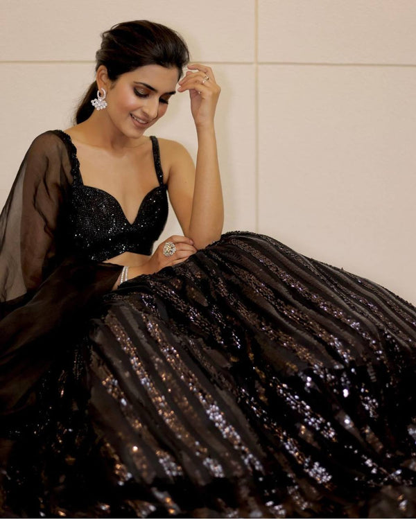Black Color Trending Sequence Work  Designer Lehenga Choli