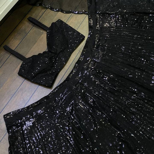 Black Color Trending Sequence Work  Designer Lehenga Choli