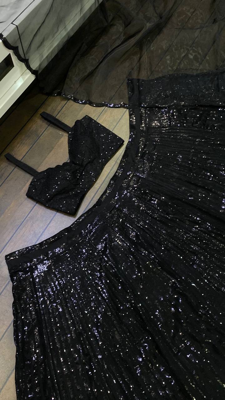 Black Color Trending Sequence Work  Designer Lehenga Choli