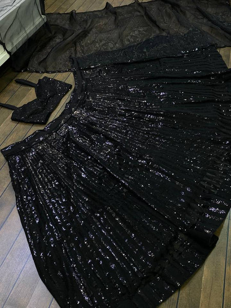 Black Color Trending Sequence Work  Designer Lehenga Choli