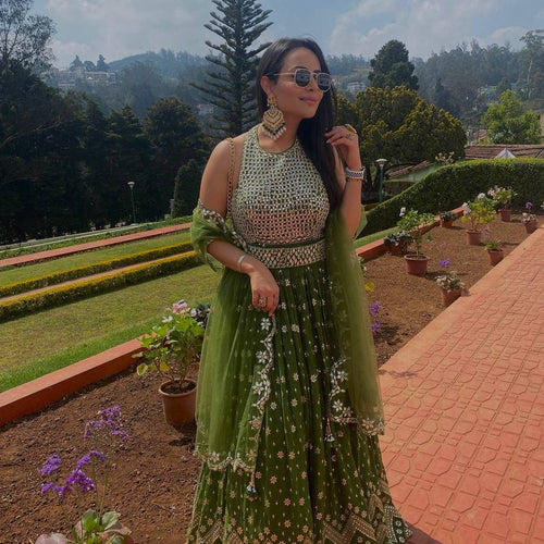 Green Color Zari with Sequience Work  Designer Party Wear Lehenga Choli